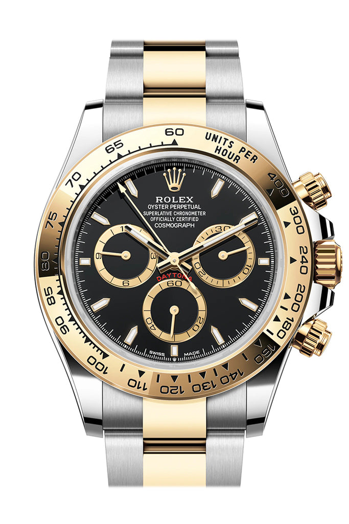 Rolex Daytona 40 Black Dial Yellow Gold Stainless Steel Mens Watch - Ref #  126503