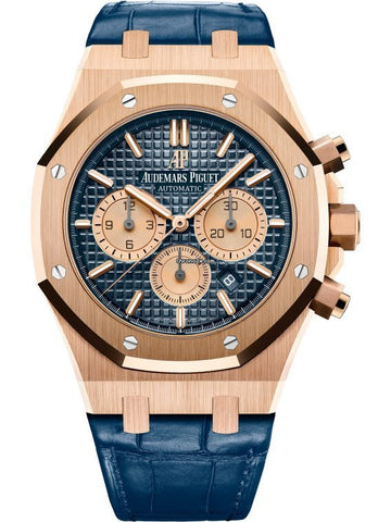 Audemars Piguet Royal Oak Chronograph Rose Gold Blue Dial Blue Leather (Reference # 26331OR.OO.D315CR.01