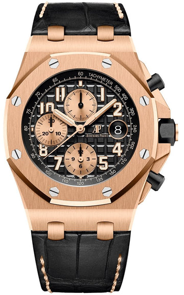 Audemars Piguet Royal Oak Offshore Selfwinding Chronograph - Rose Gold - Black Dial - Rose Sub-Dials - Ceramic Bezel - Ref# 26470OR.OO.A002CR.02