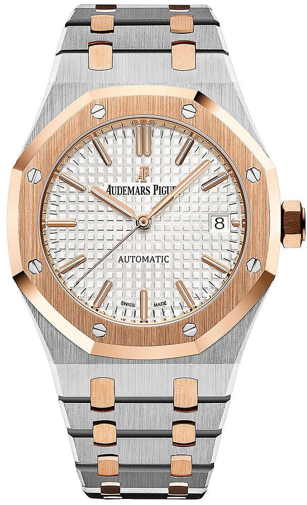 Audemars Piguet Royal Oak Selfwinding Rose Gold and Steel White Dial 37mm Ladies Watch (Reference #15450SR.OO.1256SR.01