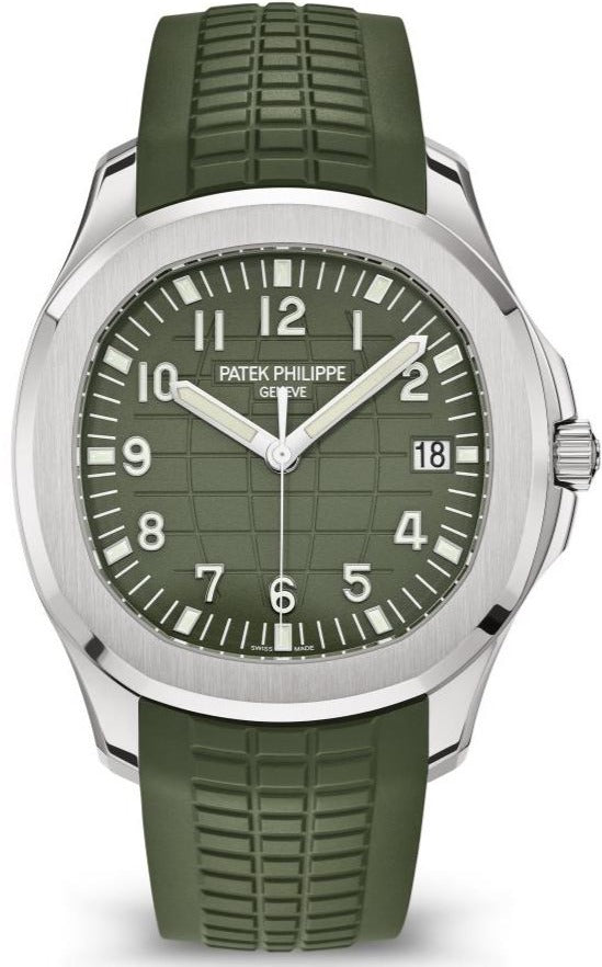 Patek Philippe Aquanaut - White Gold - Khaki Green Embossed Dial - Ref# 5168G-010