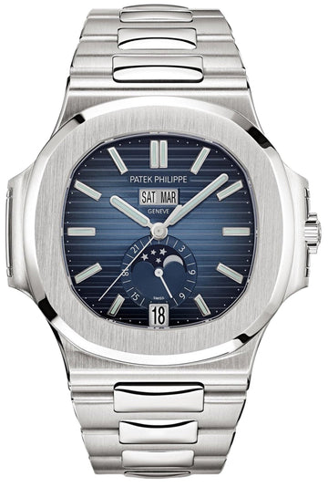 Patek Philippe Nautilus Annual Calendar Stainless Steel with Blue Dial - Moon Phase - Ref# 5726 - 1A-014