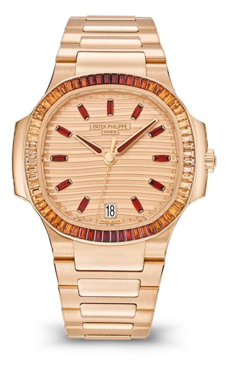 Patek Philippe Nautilus Automatic Rose Gold Baguette Cognac Bezel 7118 - 1300R-001