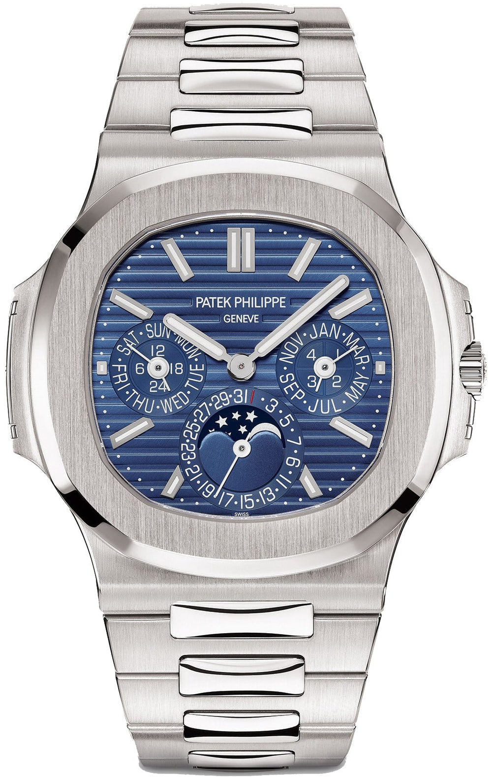 Patek Philippe Nautilus Perpetual Calendar Sunburst White Gold - Blue Dial - Ref# 5740 - 1G-001