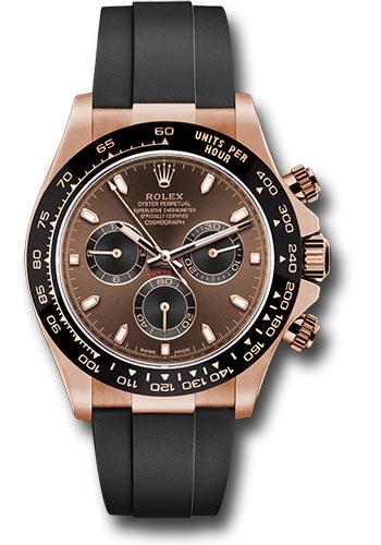 Rolex Everose Gold Cosmograph Daytona 40 Watch - Chocolate Index Dial - Black Oysterflex Strap - 116515LN